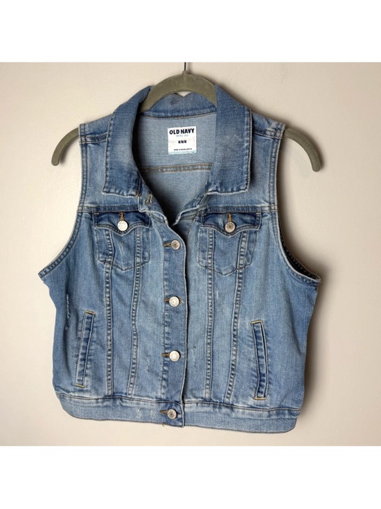 Old Navy Tops - Old Navy Denim Vest Sleeveless Jean Jacket Blue Button Up Pockets Casual Blue